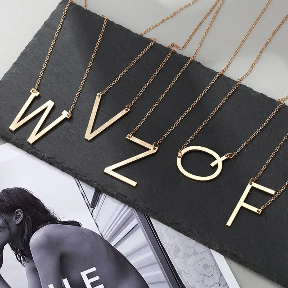 Letter V - Letter Pendant Fashion Necklace - Picture 9 of 11